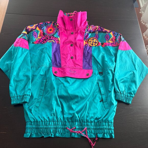Skyr Jackets & Blazers - MINT Vintage Womens Skyr Neon Colorful Cropped Ski Snowboard Jacket Size 8 Large